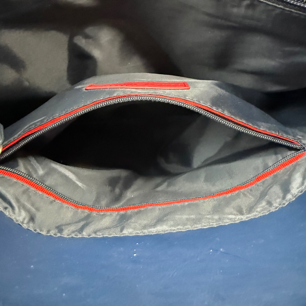 Tommy Hilfiger Navy Blue Red White Striped 13" Tote Bag Card Holder Pockets - Picture 12 of 16